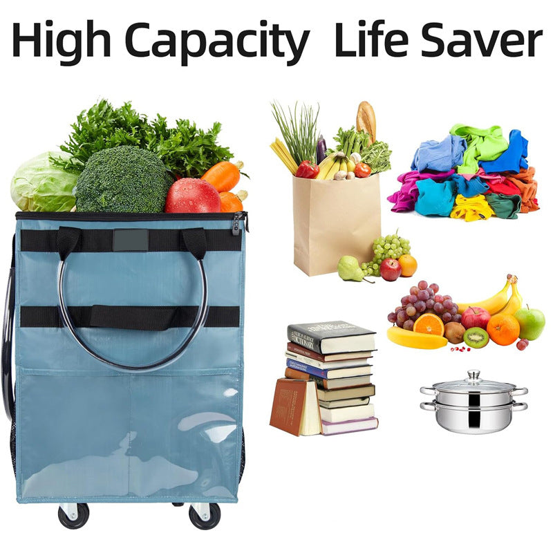 Foldable Large - capacity Supermarket Shopping Bag Trolley
