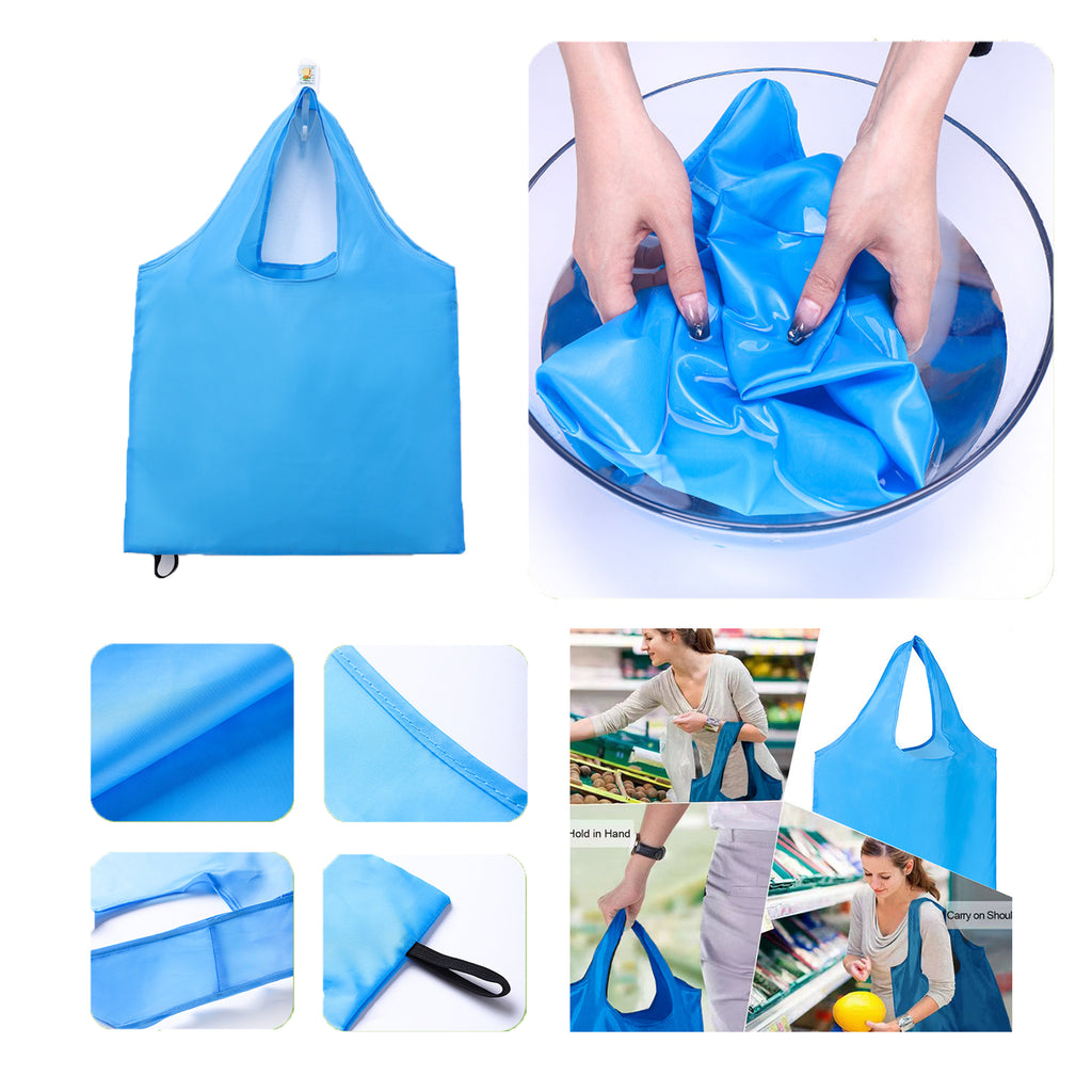 Foldable Polyester Fabric Reusable Pocket Totes