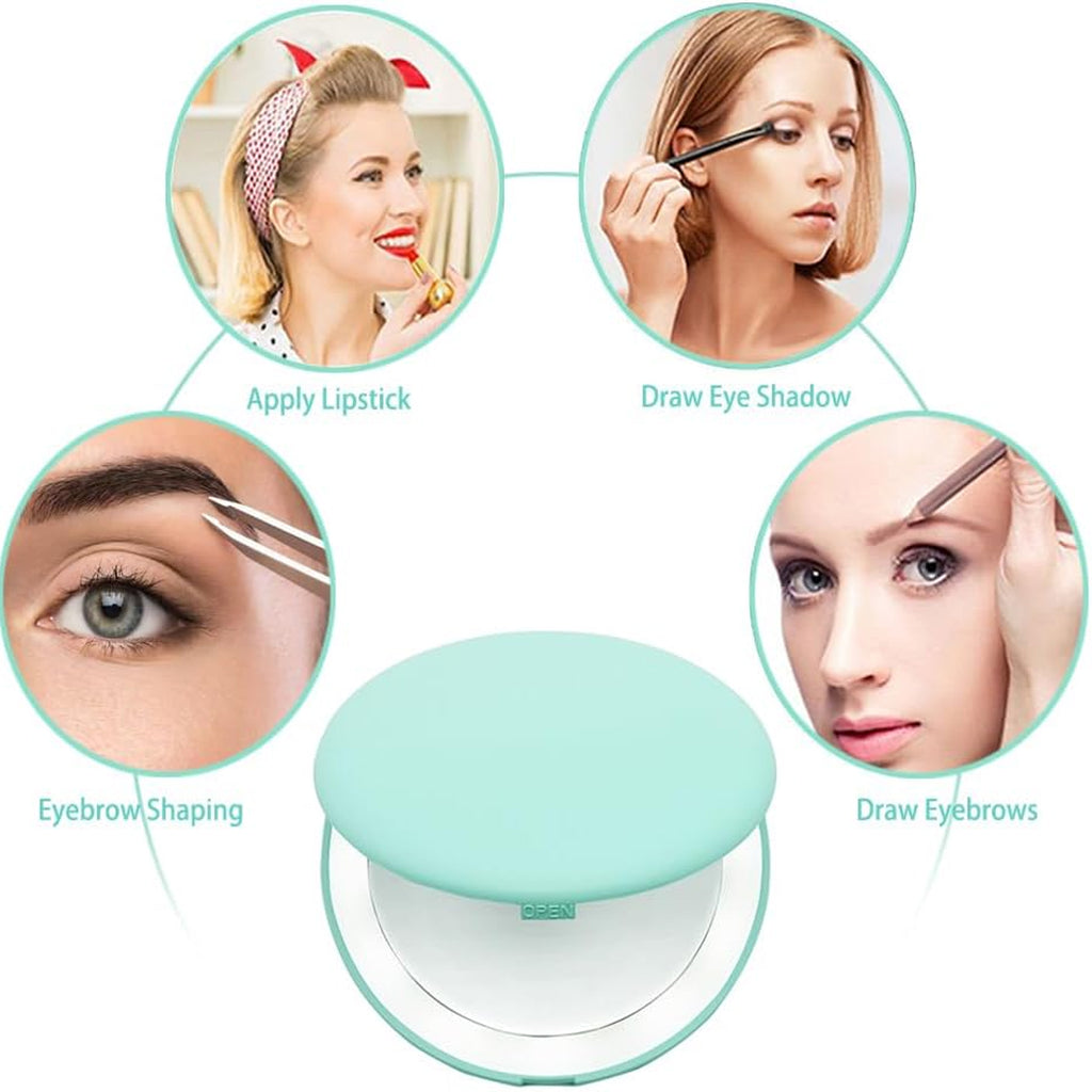 Led Magnifying Compact Foldable Makeup Mirror