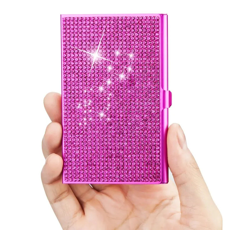 Rhinestone Business Card Holder Sticking Diamond Business Card Box