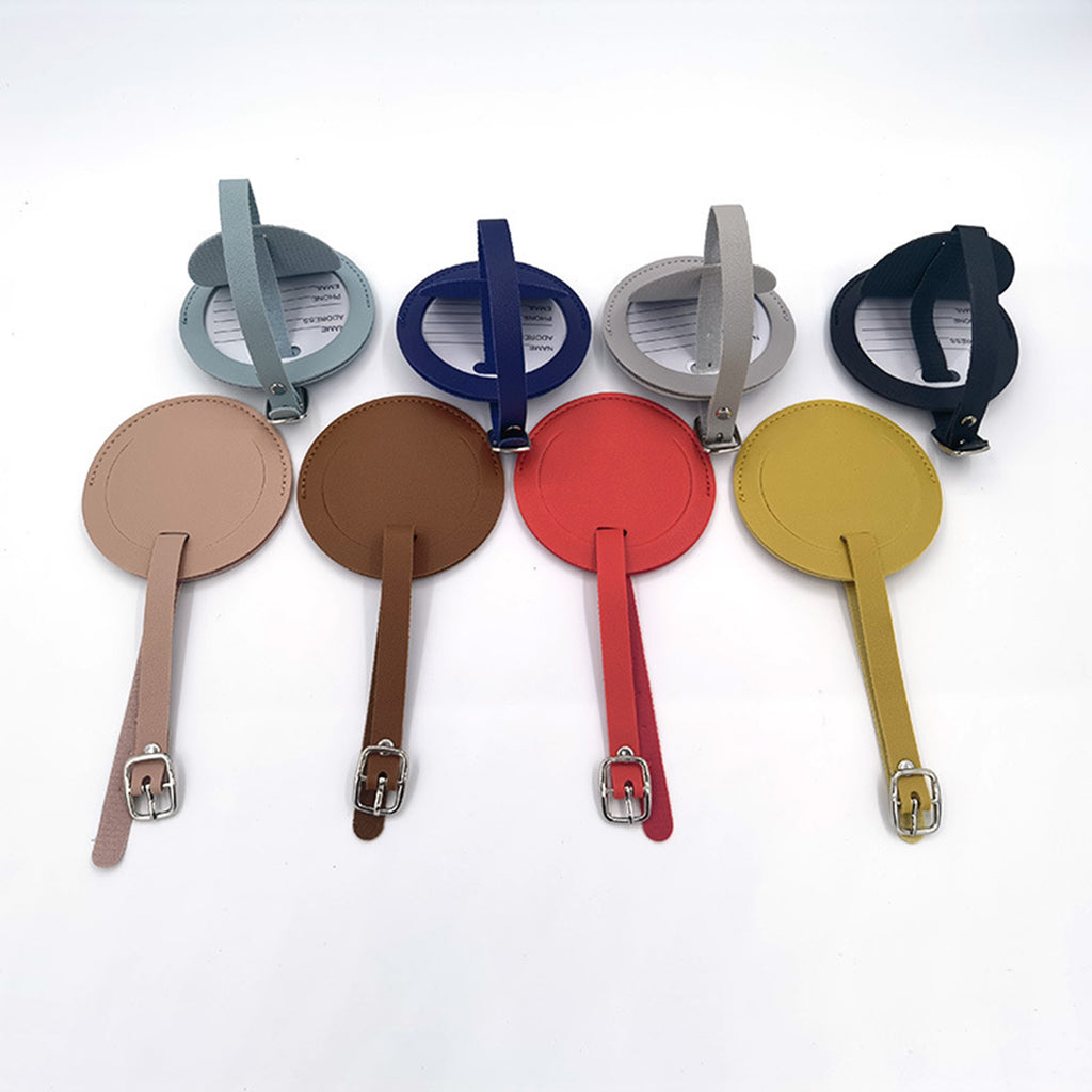 Round PU Leather Luggage Tag