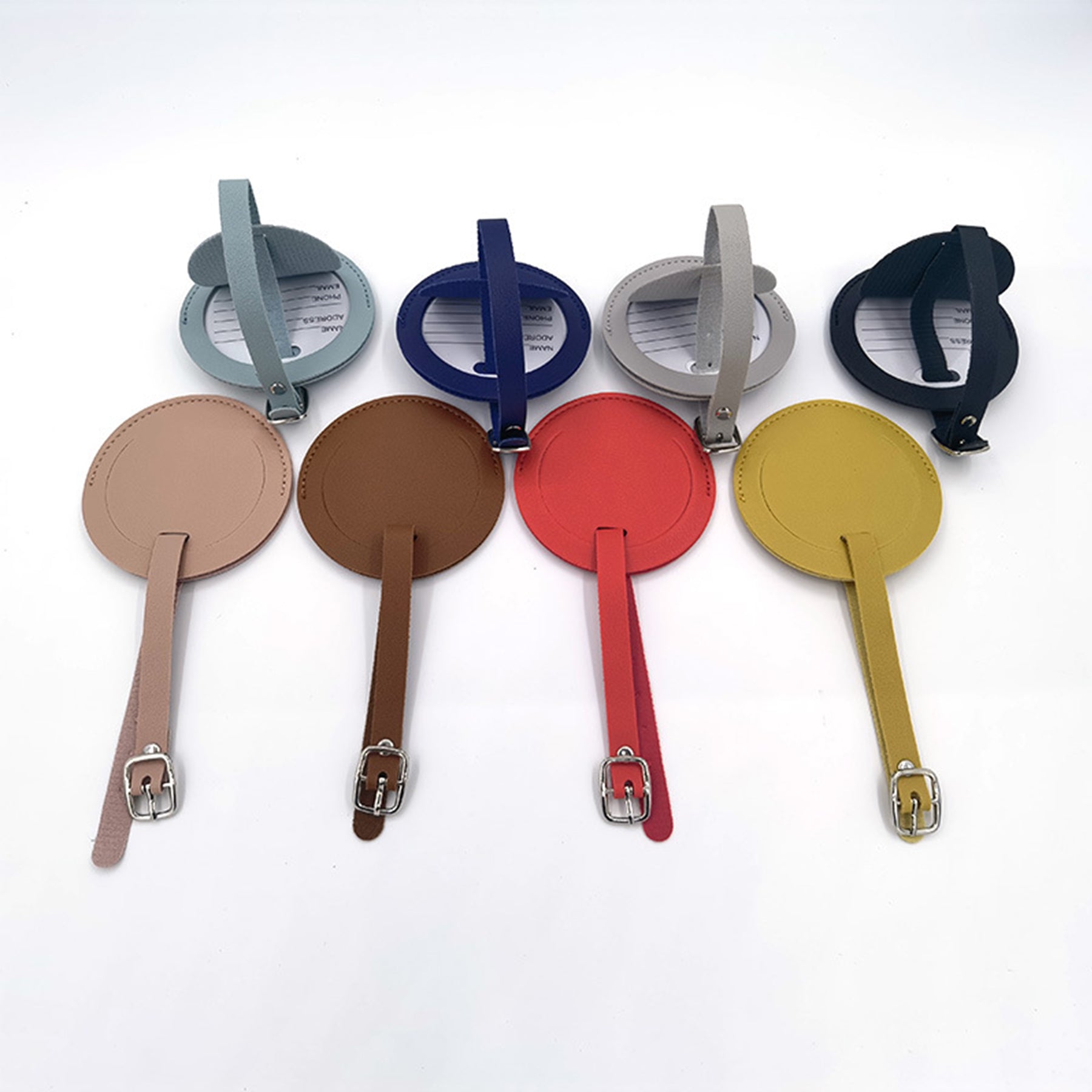 Round PU Leather Luggage Tag