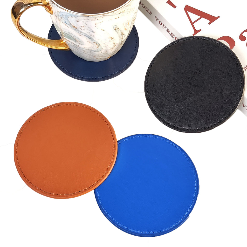 Simple Leather Round Cup Coaster And Heat Insulation Pad