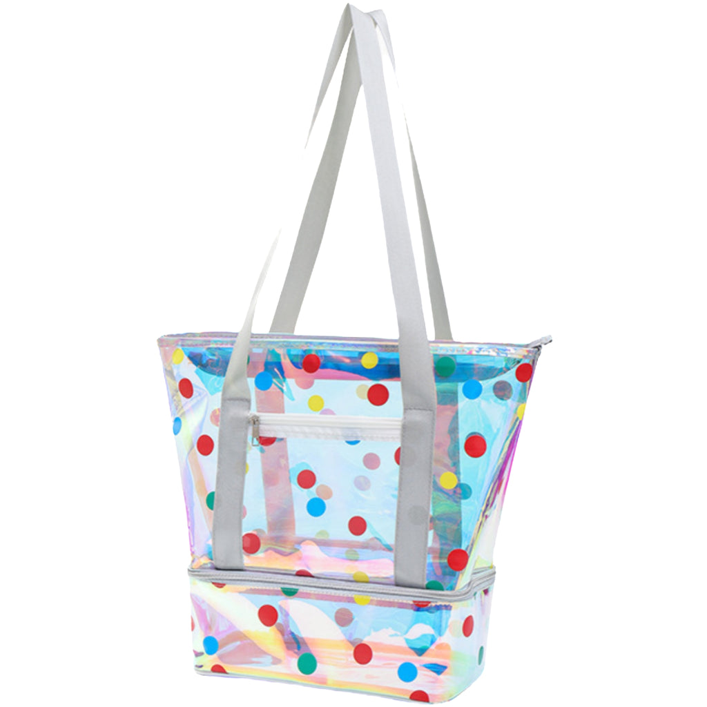 PVC Holographic Wet Dry Beach Bag Separate Shoe Compartment