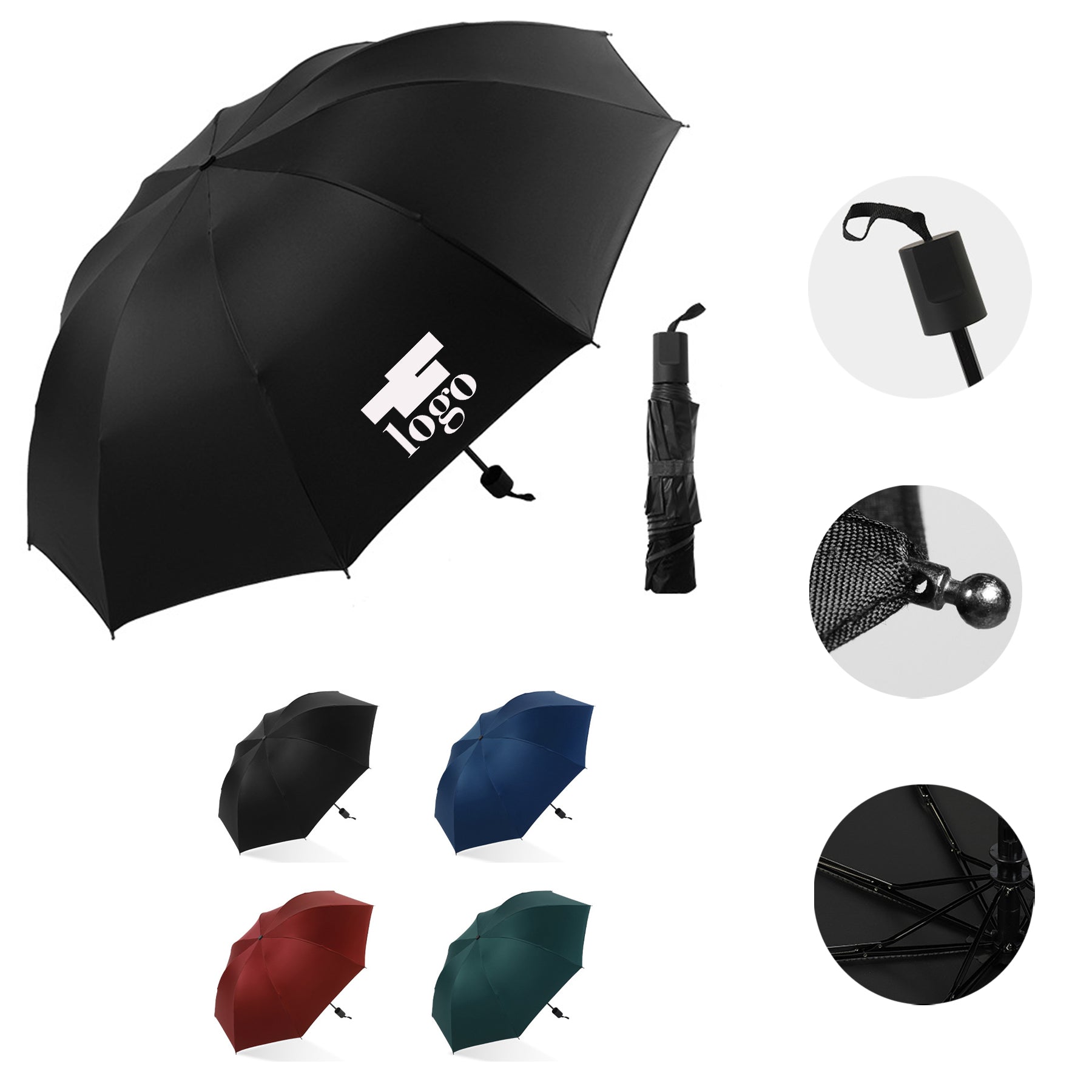 Automatic Black Glue Sunshade Folding Umbrella