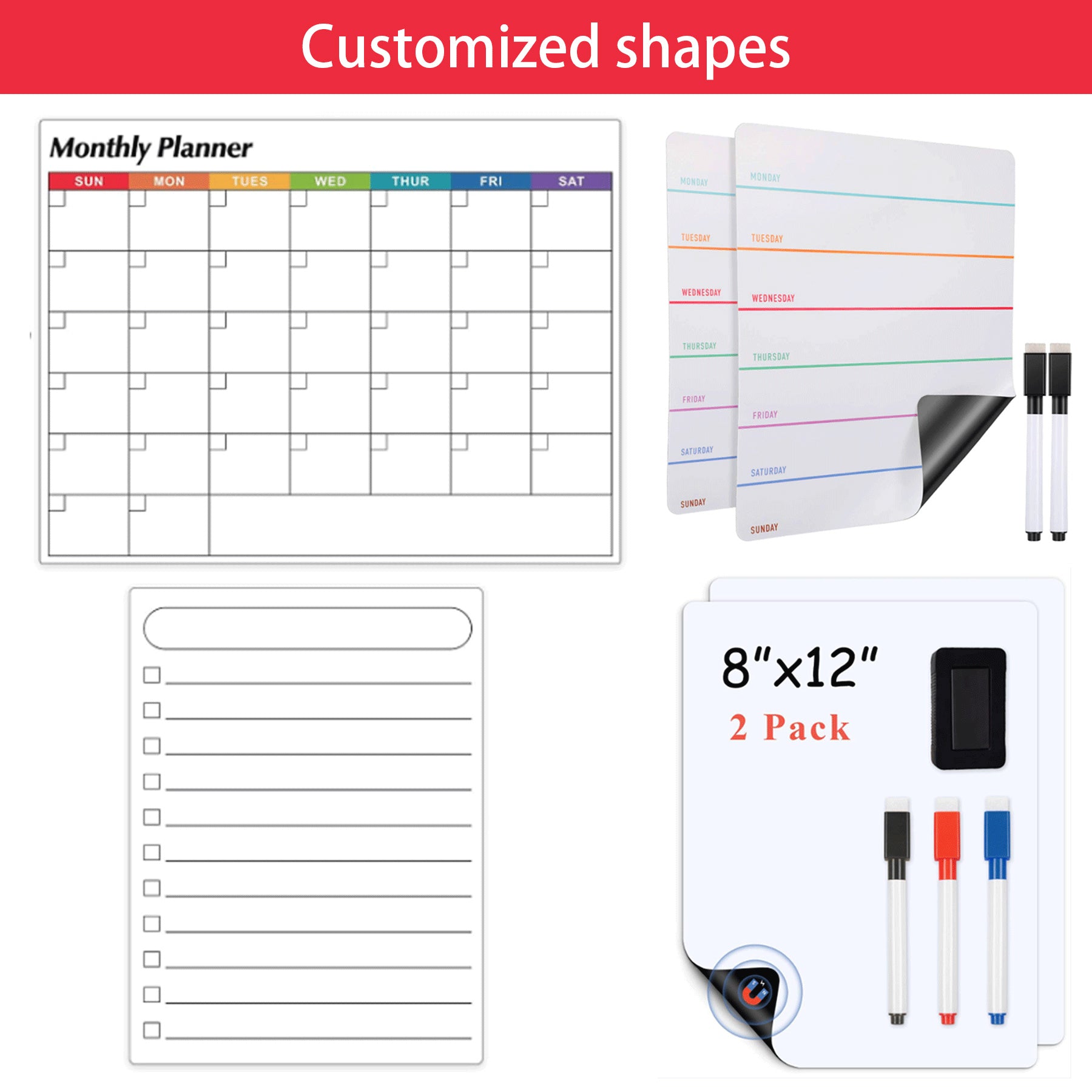 Multicolor Monthly Calendar for Fridge Magnets