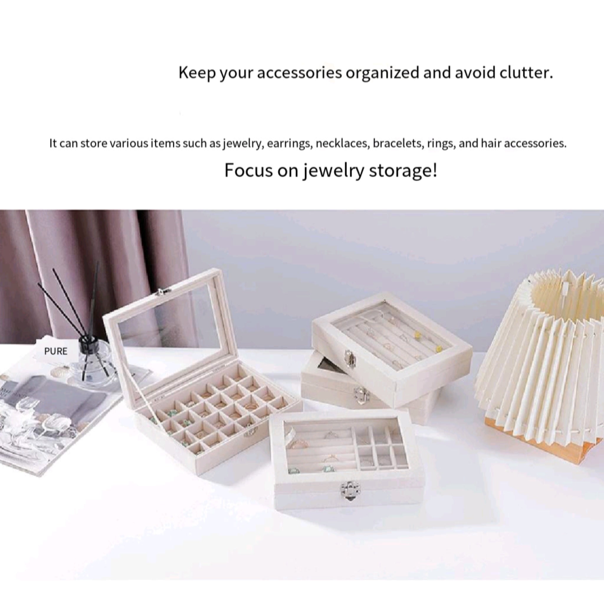 Jewelry Storage Box With Dust Proof Cover