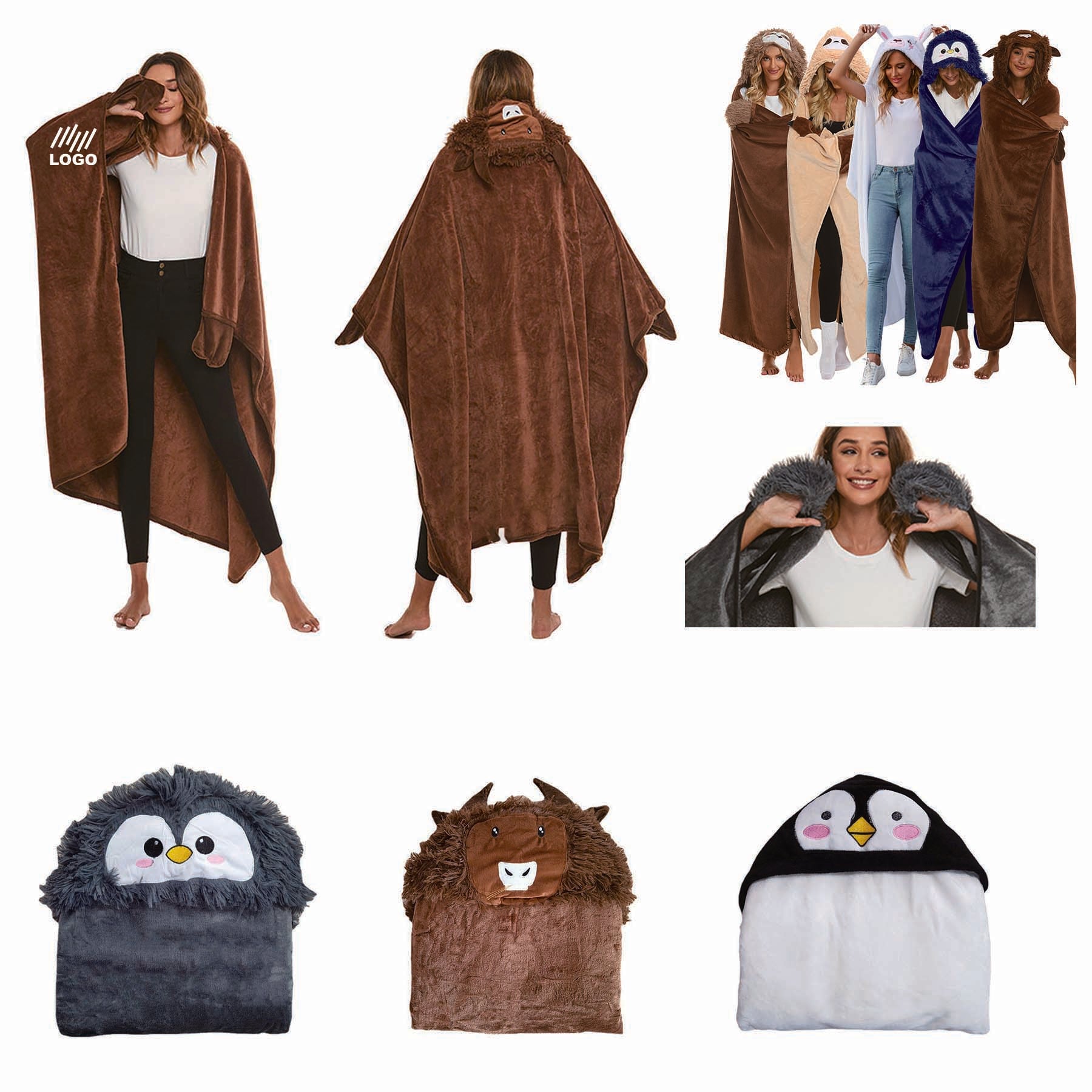 Penguin Wearable Hooded Blanket