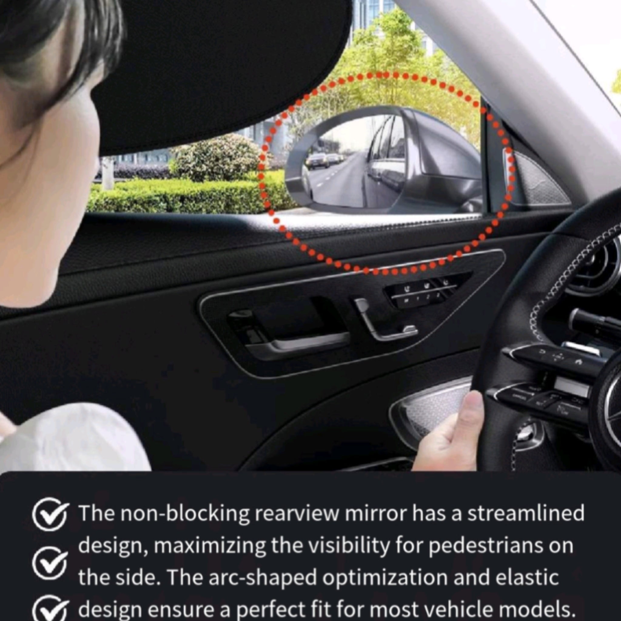 Car Static Cling Sun Shade Arc Clear Mirror Universal