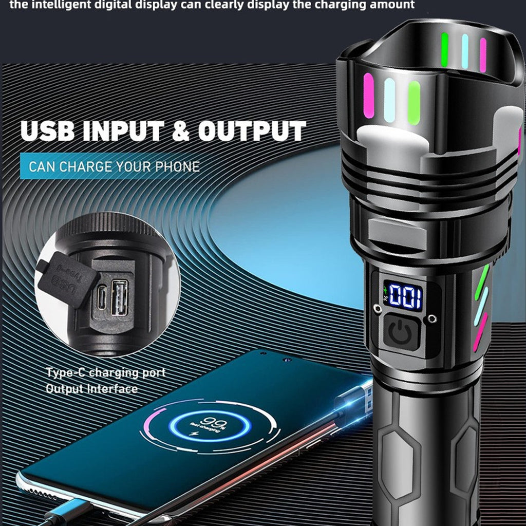 20W Power Rechargeable Flashlights High Lumens