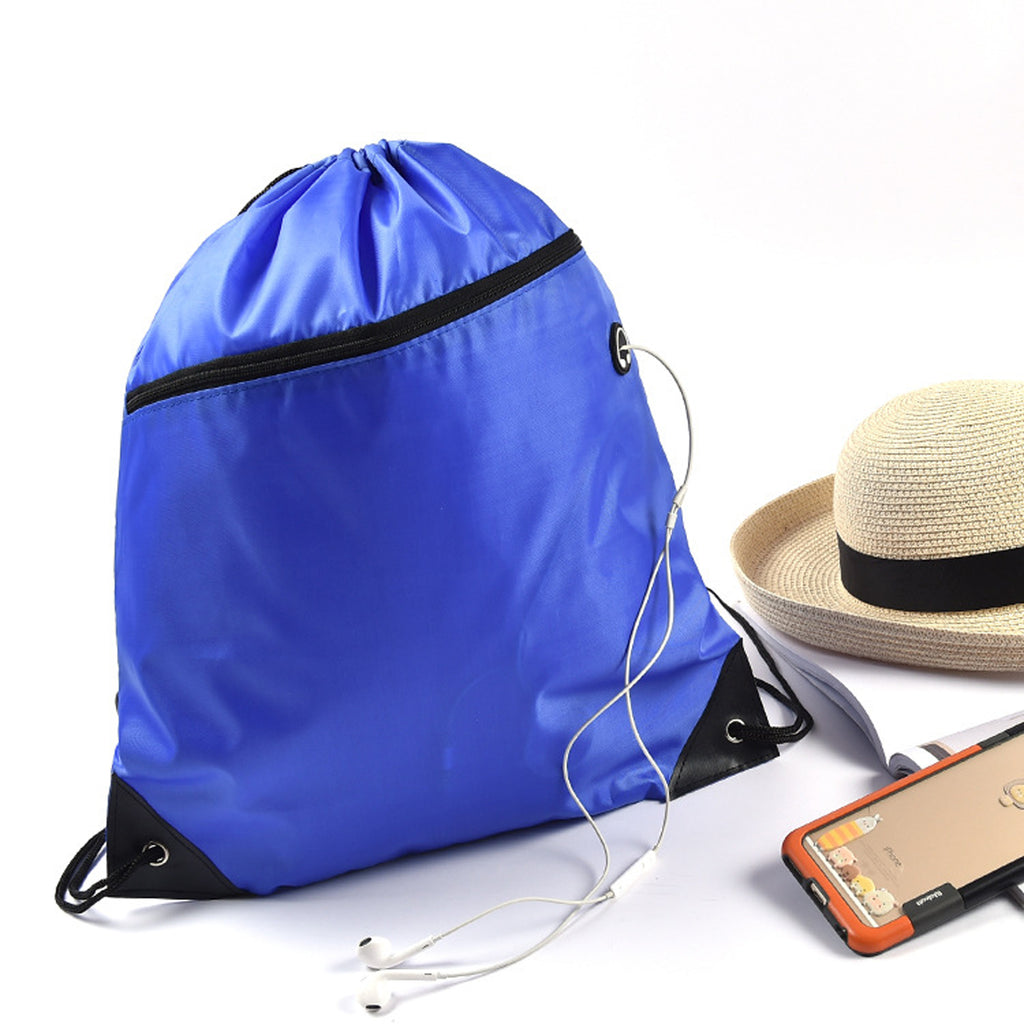 Drawstring Backpack With Front Zipper