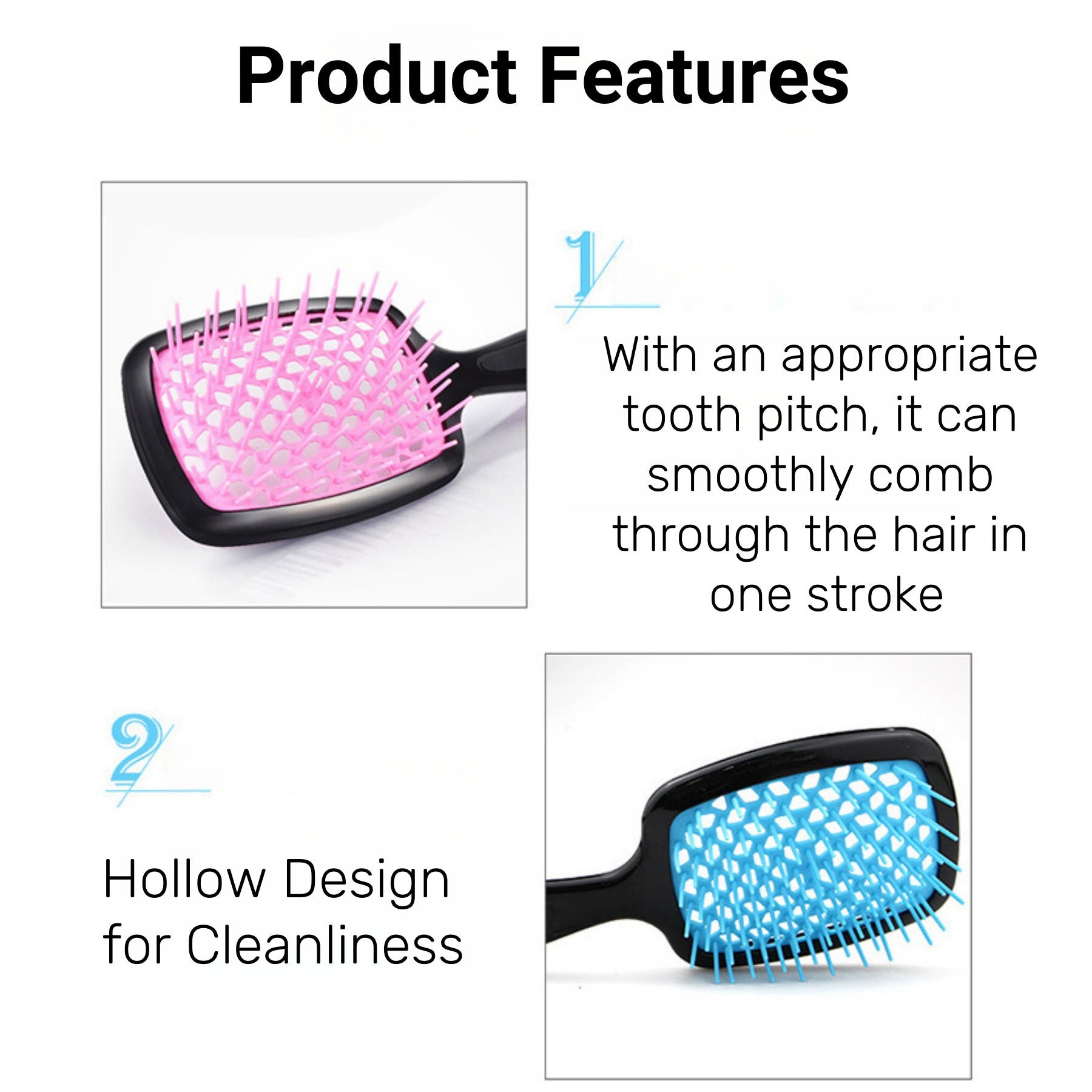 Square Hollow Grid Massage Comb