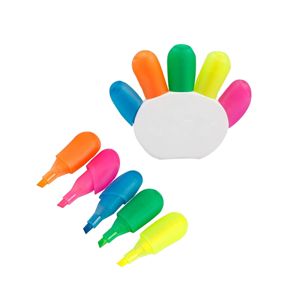 Creative Five Color Palm Shaped Fluorescent Pen