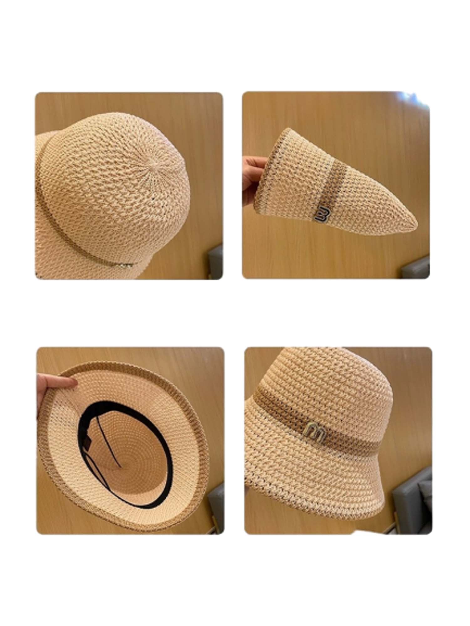 Letter Decor Women Sun Protection Fashionable Bucket Hat