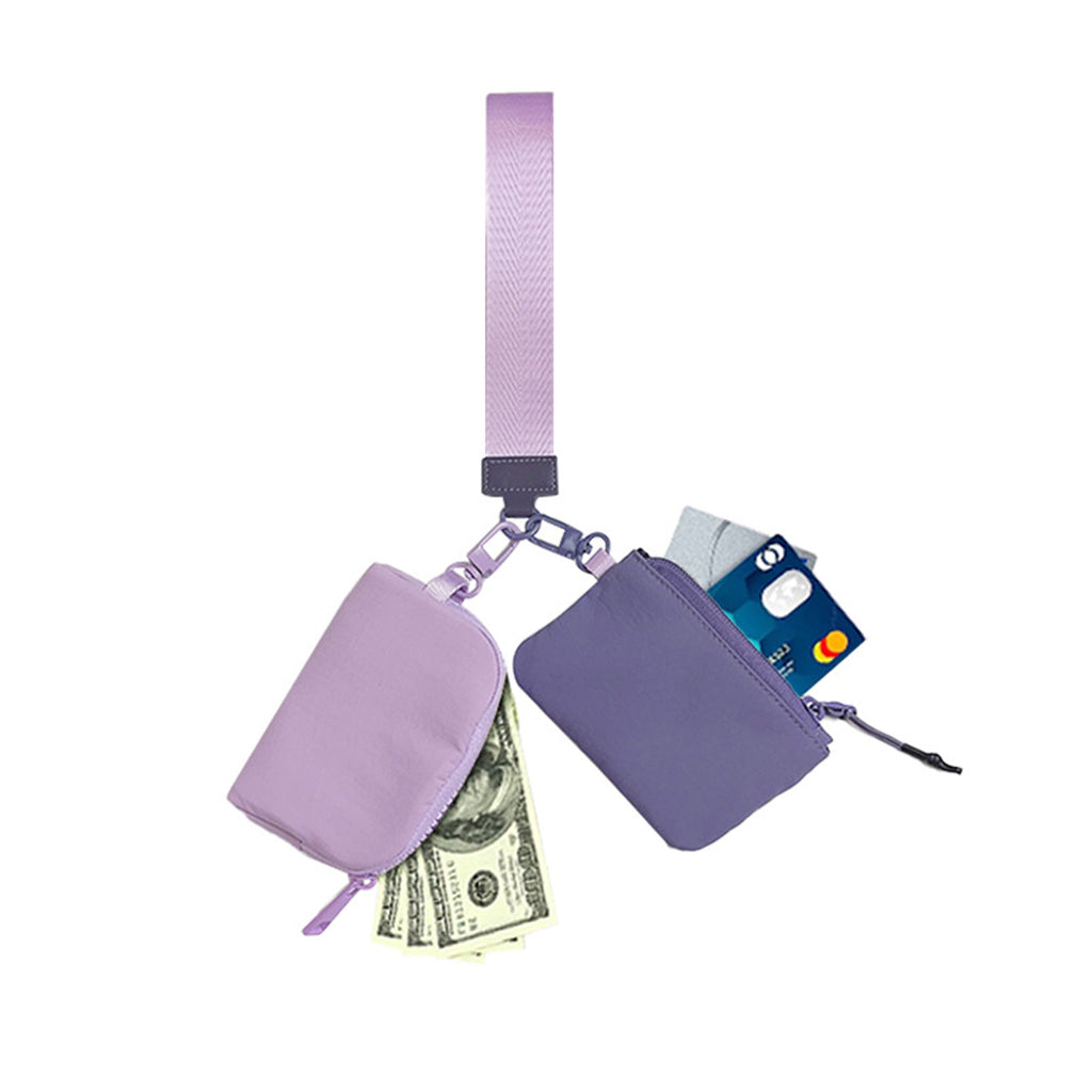Mini Dual Pouch Wristlet Keychain Wallet