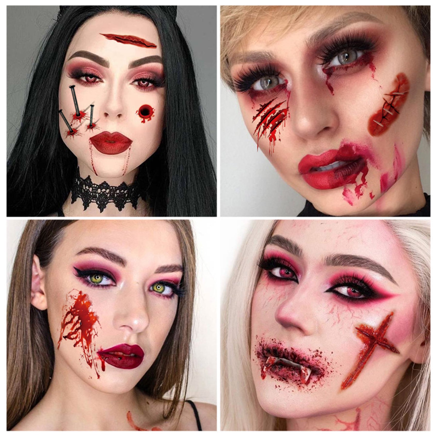 Customizable Halloween Horrible Scars Temporary Tattoos Body Stickers