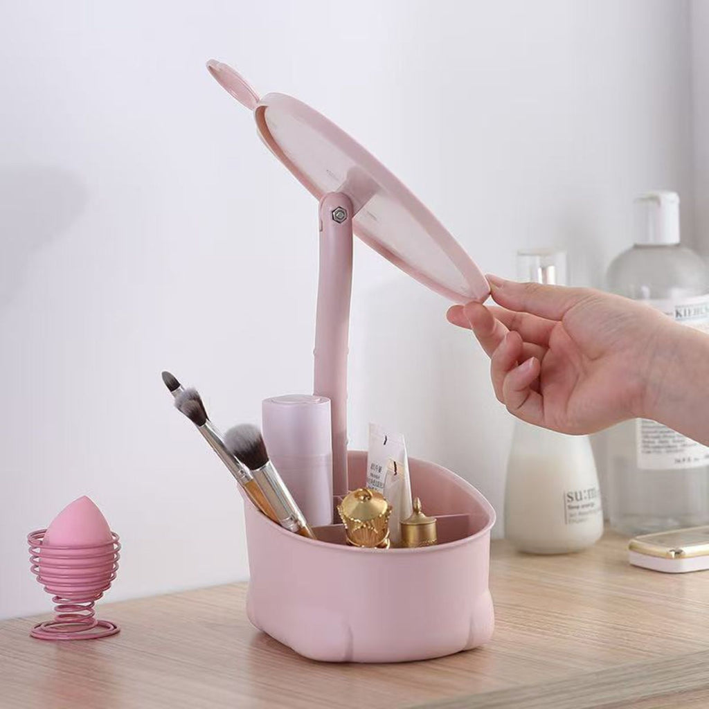 Desktop Cartoon Makeup Mirror Storage Box