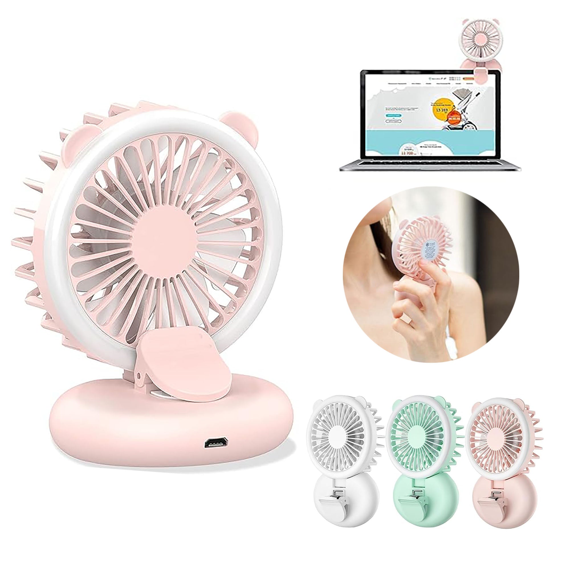Handheld Mini Fan with Selfie Ring Light