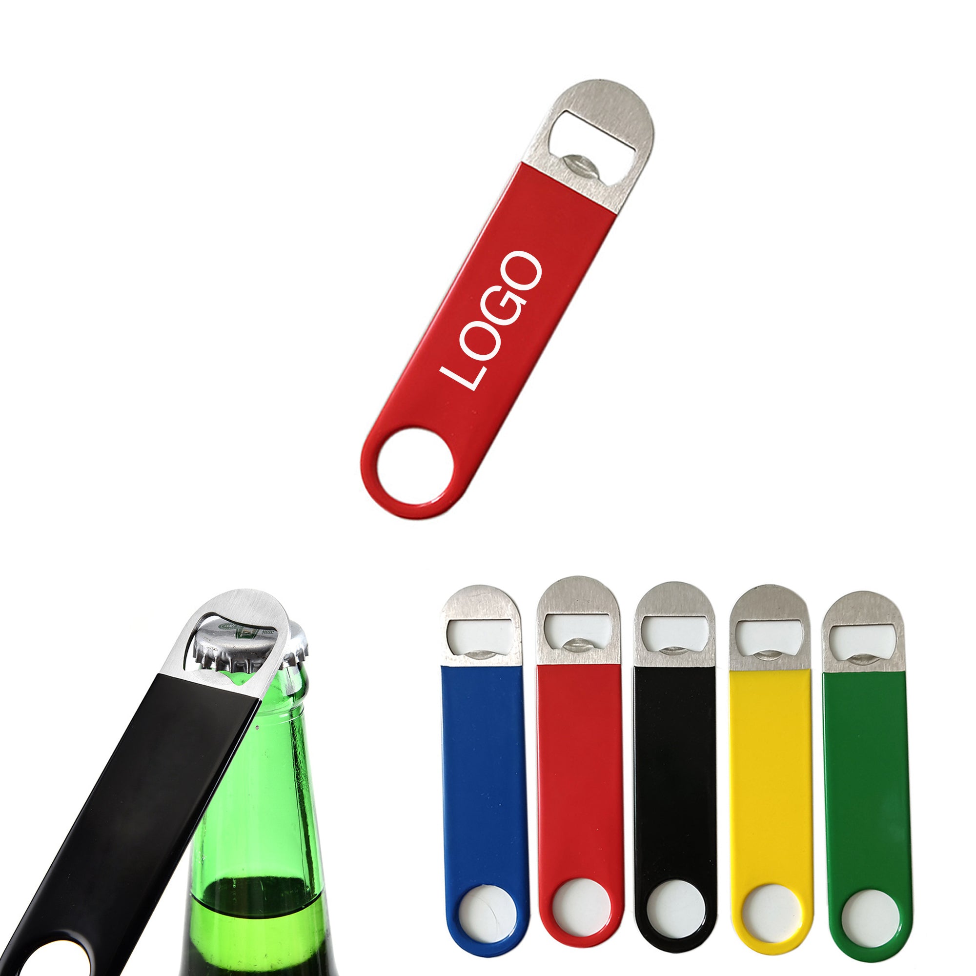 Stainless Steel Flat Bottle Openers With Rubber Coated