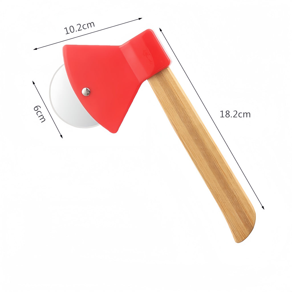 Axe-Shaped Pizza Cutter With Bamboo Handle