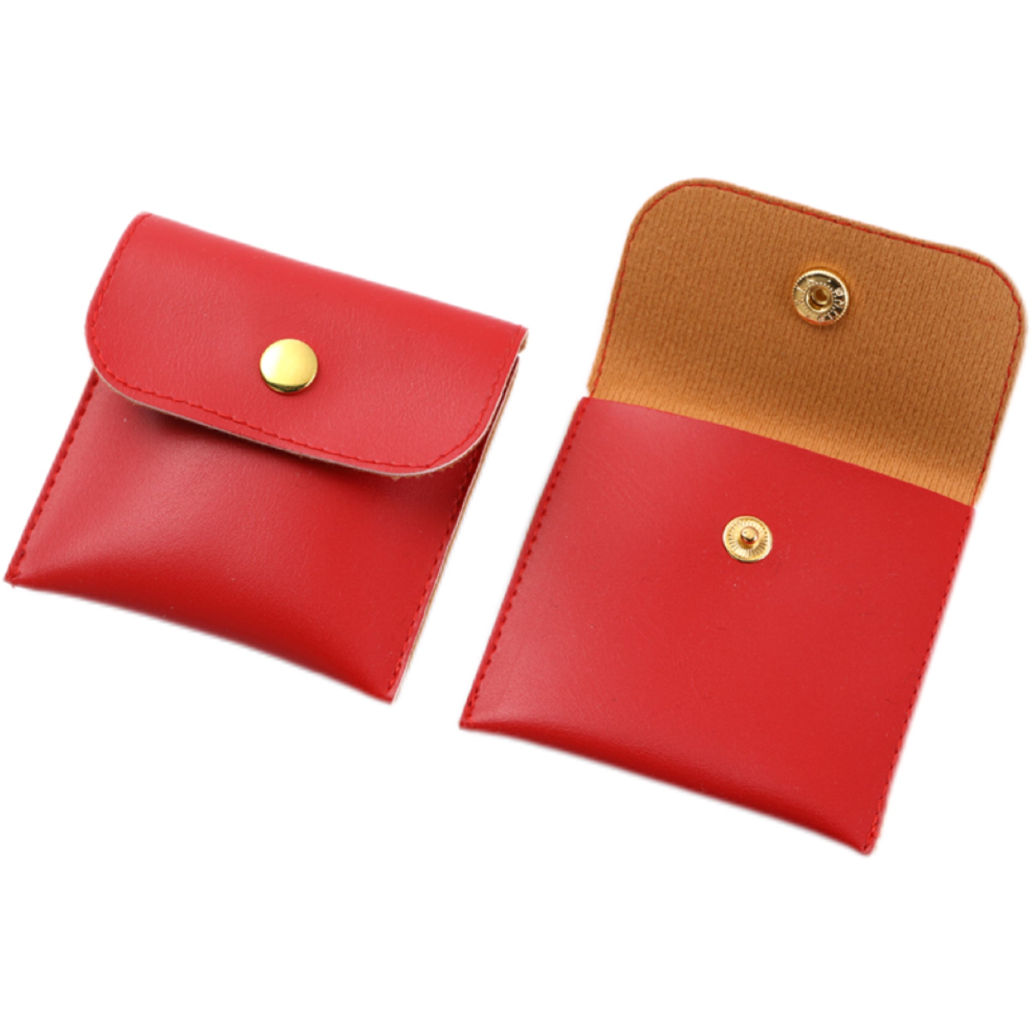 PU Leather Snap Button Jewelry Storage Pouch
