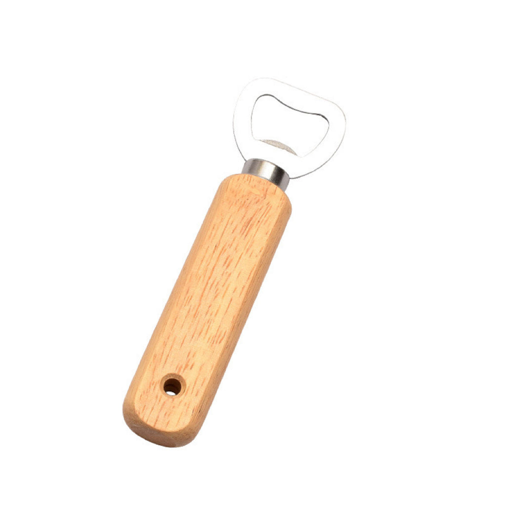 Rubber Wood Handle Beer Bottle Opener With Hole