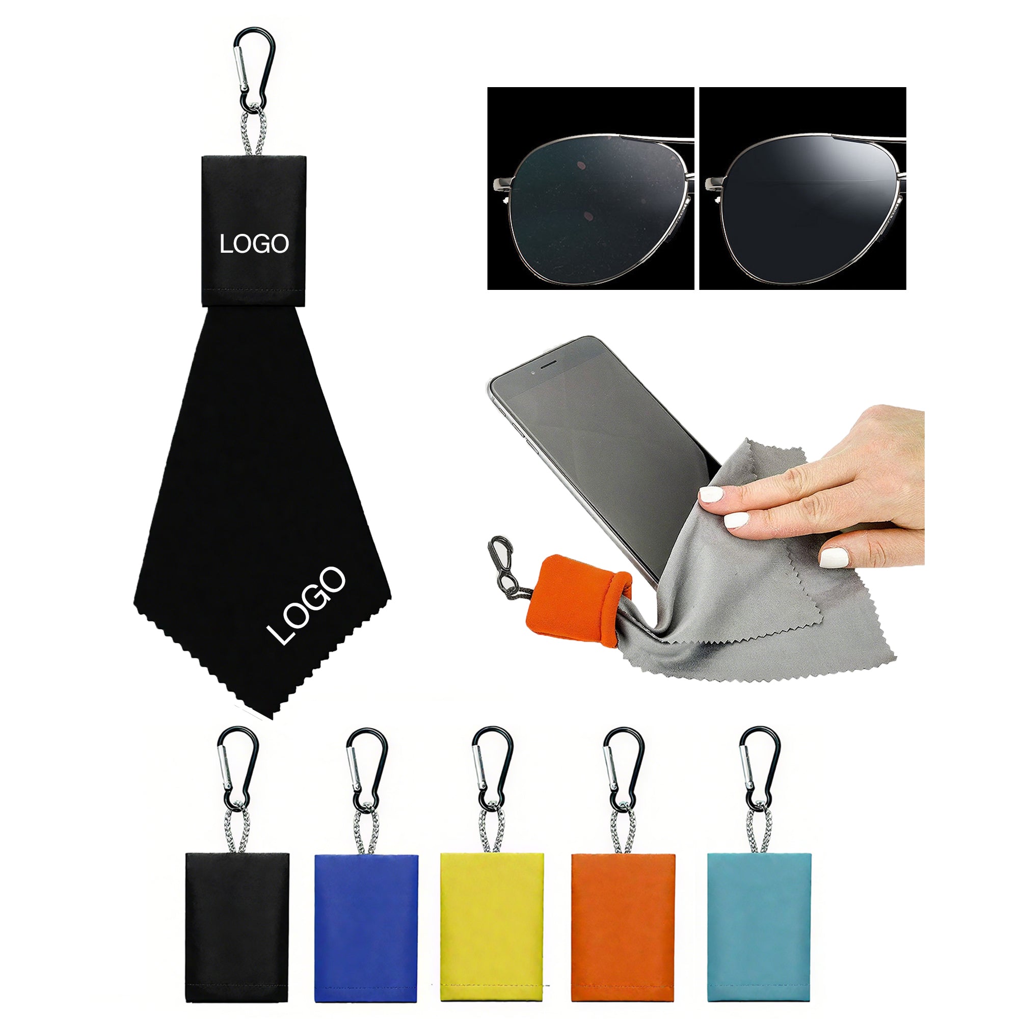 Eyeglasses Cleaning Microfiber Cloth Keychain Pouch