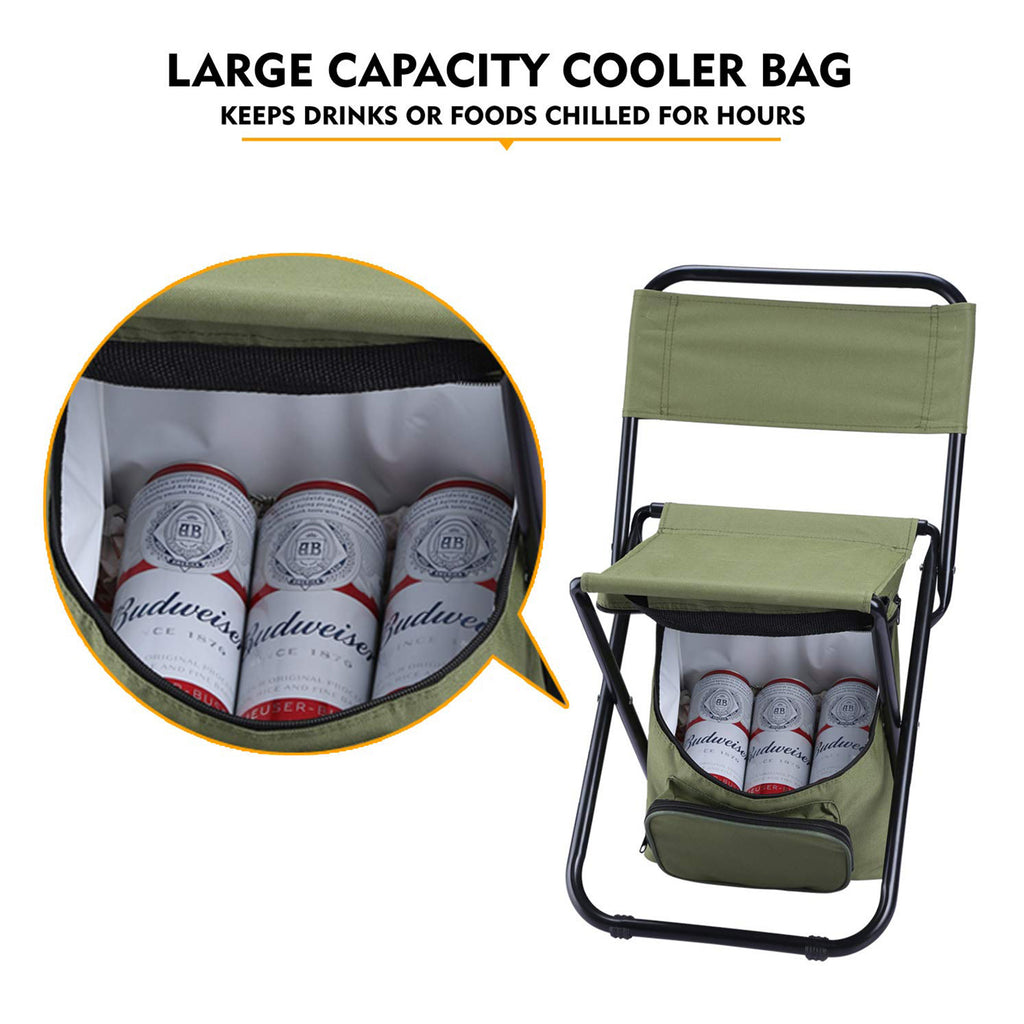 Foldable Compact Fishing Chair With Cooler Bag