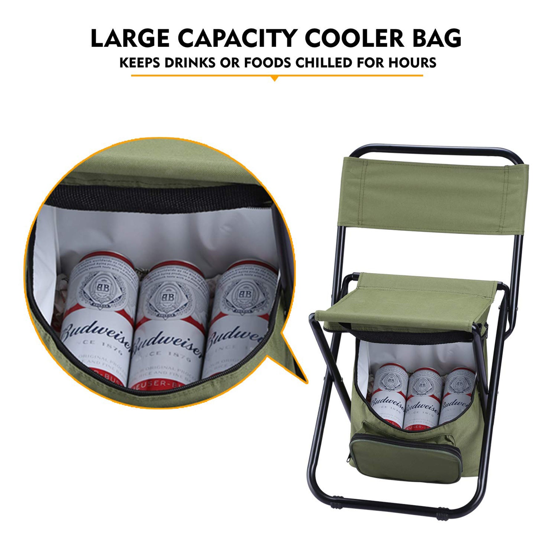 Foldable Compact Fishing Chair With Cooler Bag