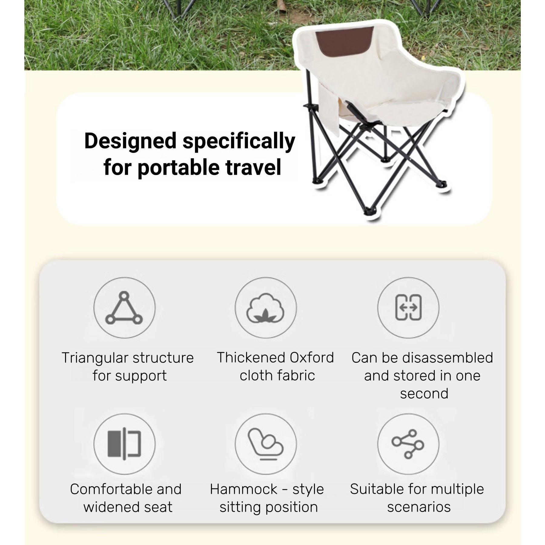 Outdoor Portable Folding Moon Chair