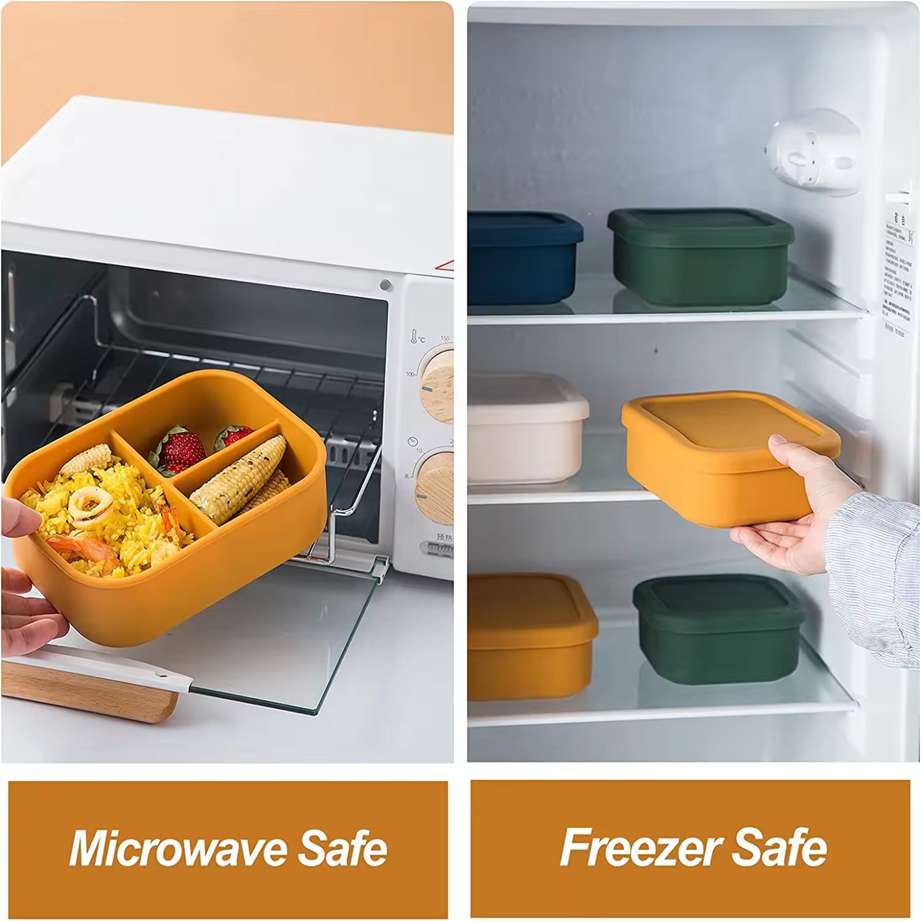 3-Compartment Silicone Lunch Box Lunch Container