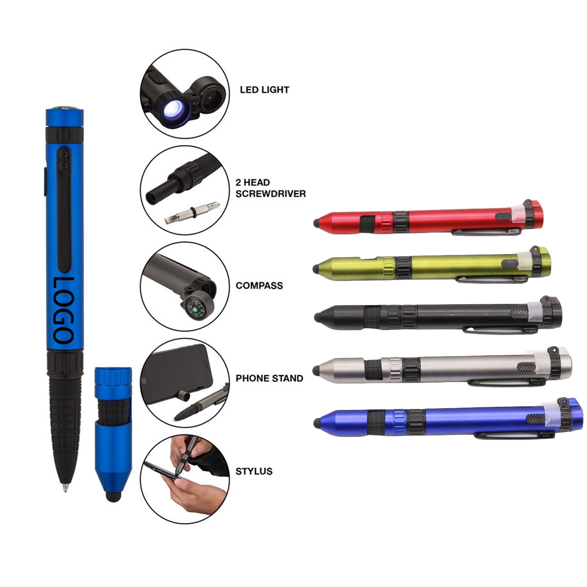 Outdoor Multi-Tool Pen-6-In-1 Led Light