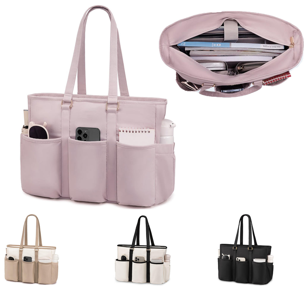 Teacher Tote Laptop Bag Large Cup Holder Multi Pocket Purse