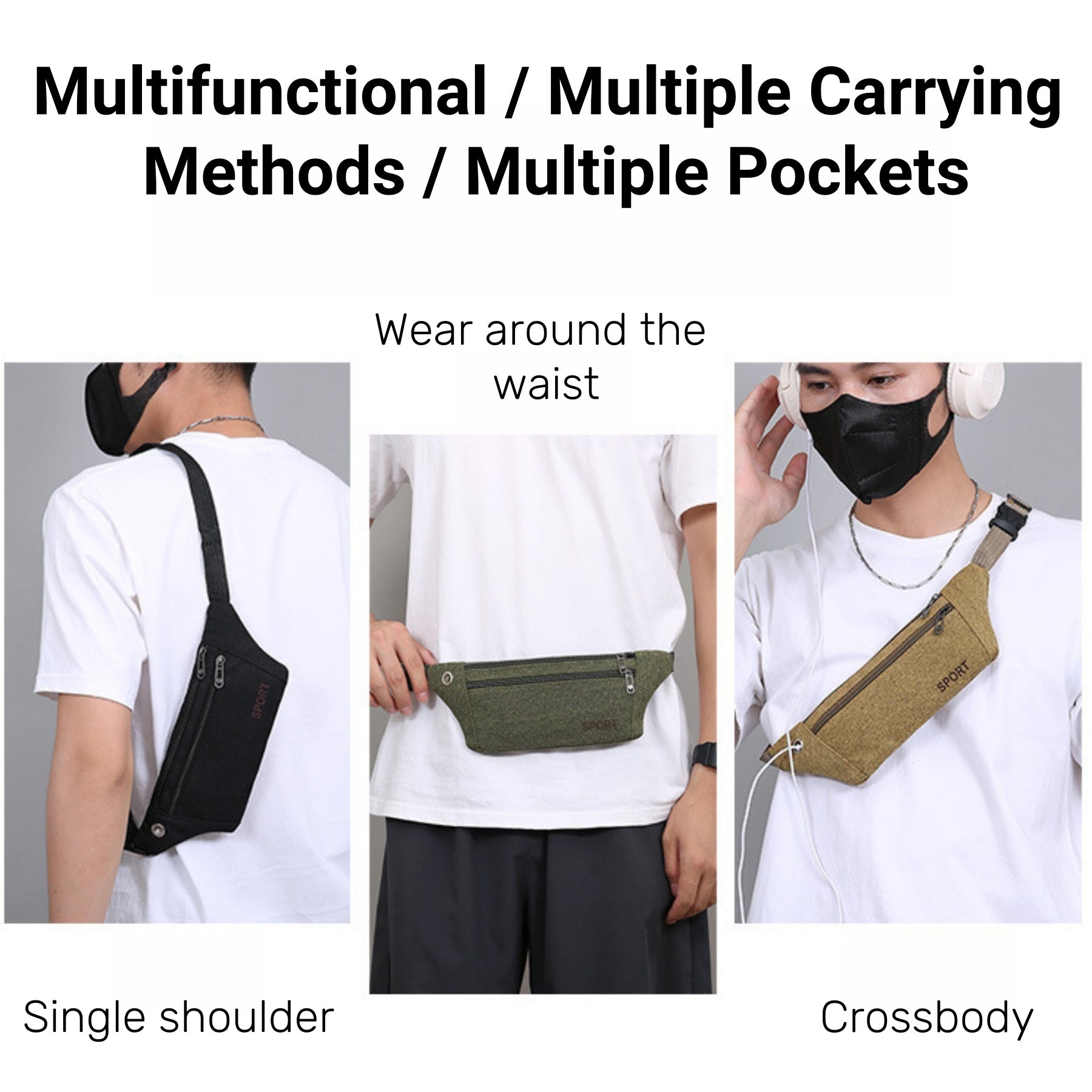 Large - capacity Canvas Fanny Pack