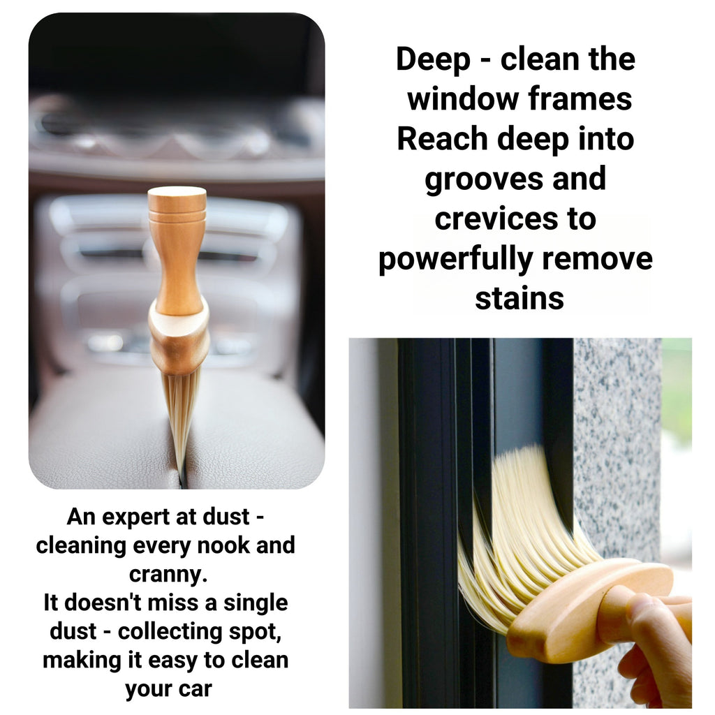 Solid Wood Bristle Brush For Car Interior Cleaning