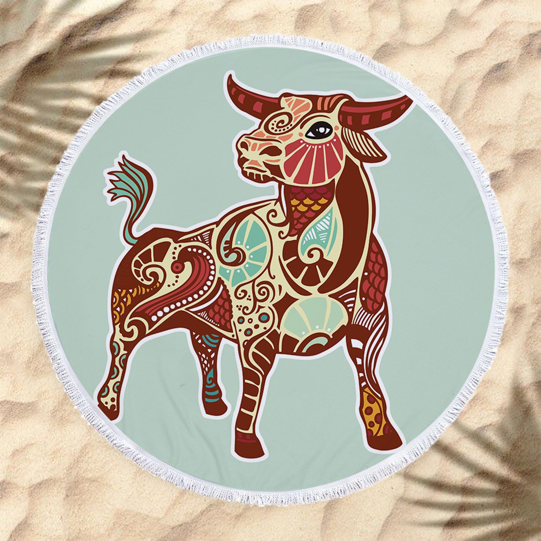 The Zodiac Printing Round Beach Towel With Tassels