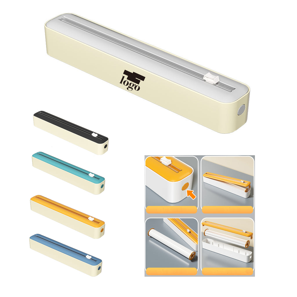 Refillable Magnetic Plastic Wrap Dispenser With Cutter