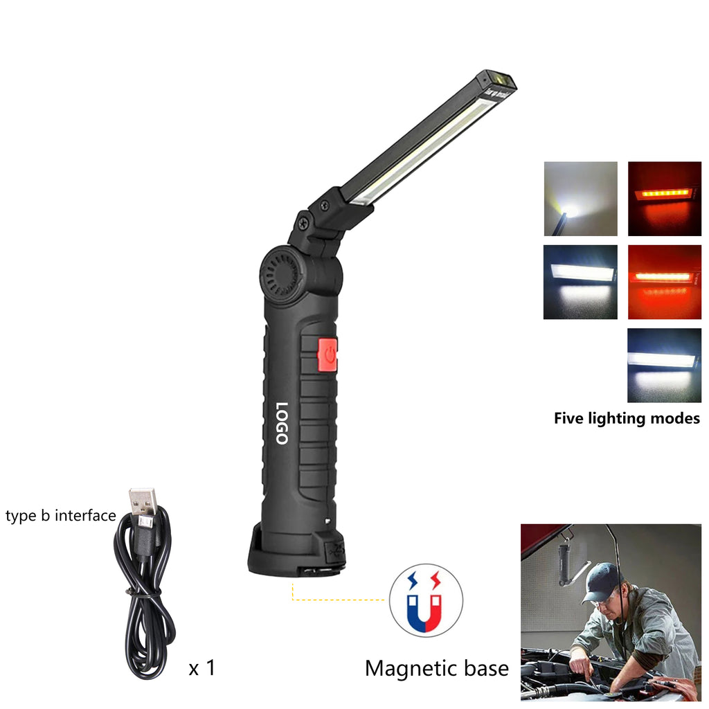 Rechargeable Led Work Flashlight Cob Lamp With Magnetic Base