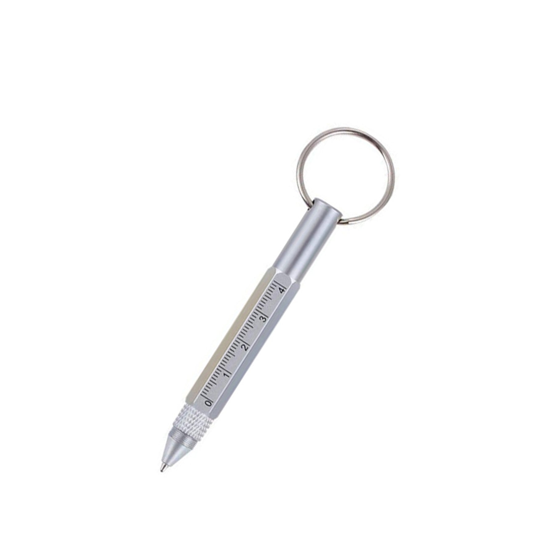 Multi - Functional Six - In - One Keychain Short Scale Metal Ballpoint Pen