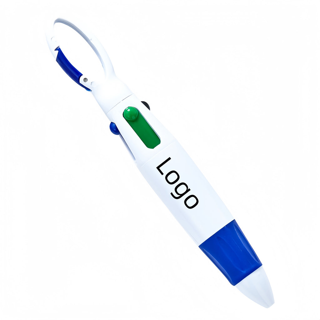 Retractable Four-color Pens with Carabiner Clip
