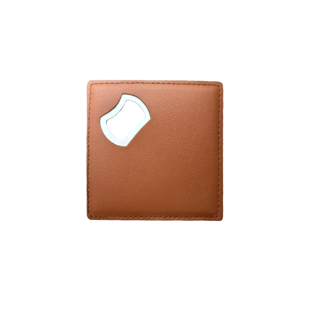 3.8 Inch Pu Leather Drink Coaster With Bottle Opener