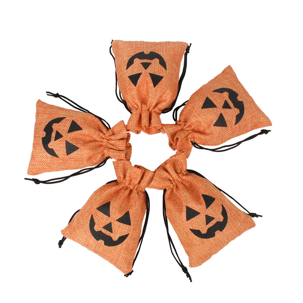 Halloween Flax Cord Linen Drawstring Bag