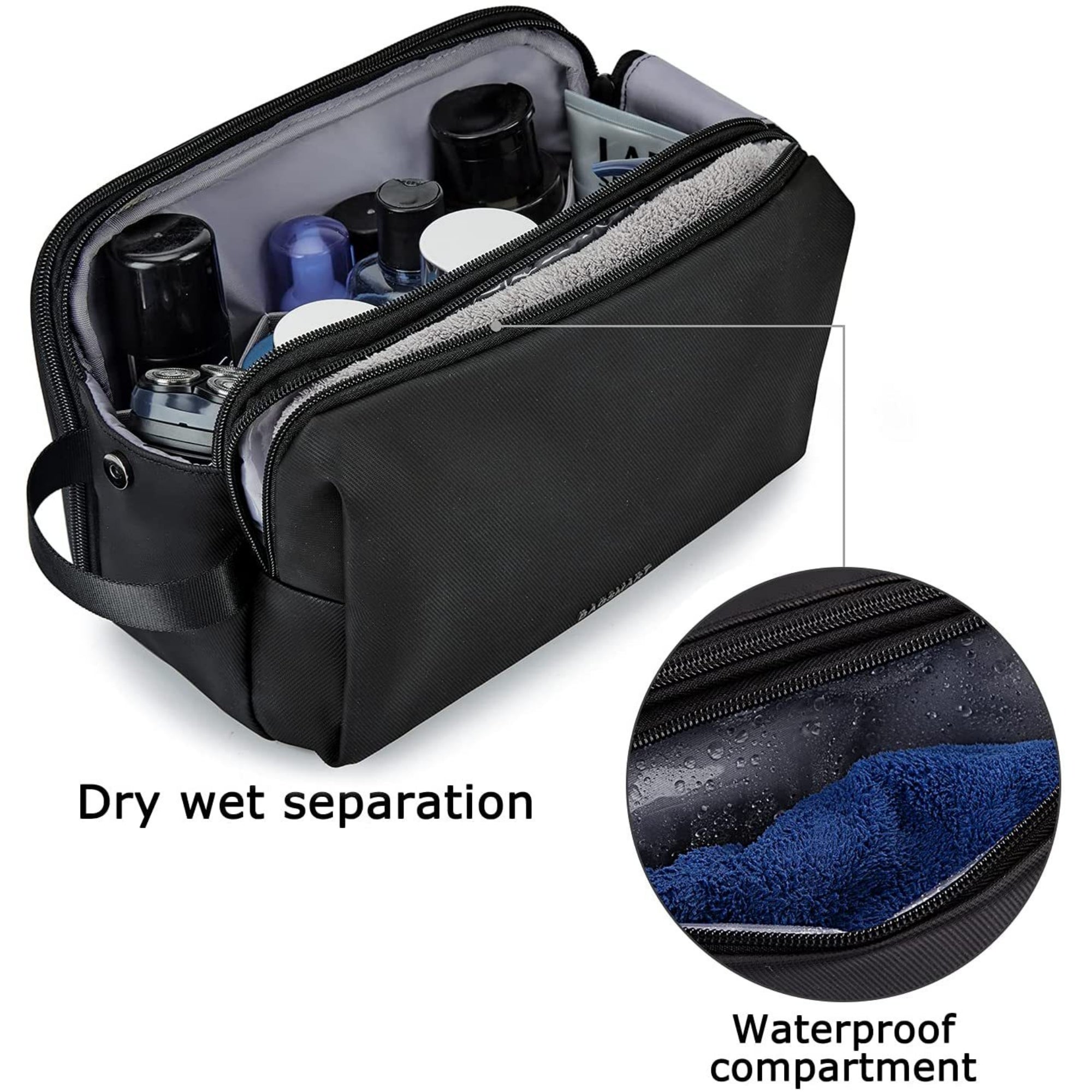 Large Capacity Multi Compartment Travel Toiletry Bag for Business Trips