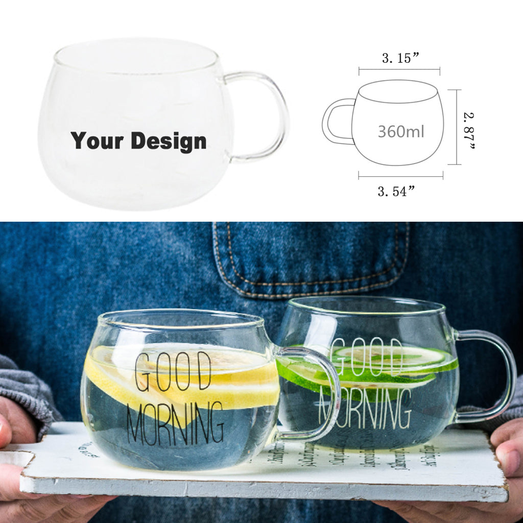 350Ml Customizable Glass Milk Tea Breakfast Mug
