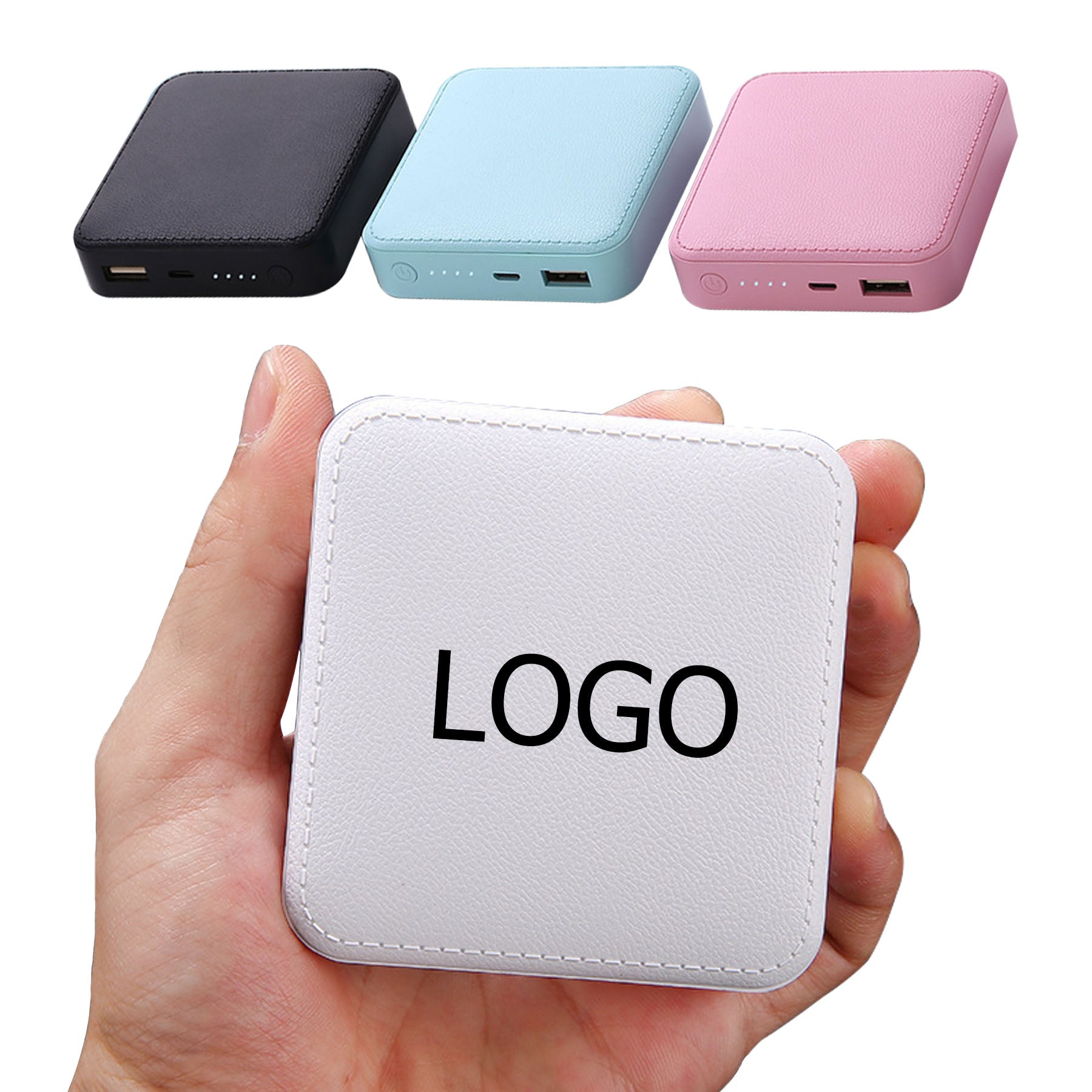 4800 Mah Square Leather Power Bank