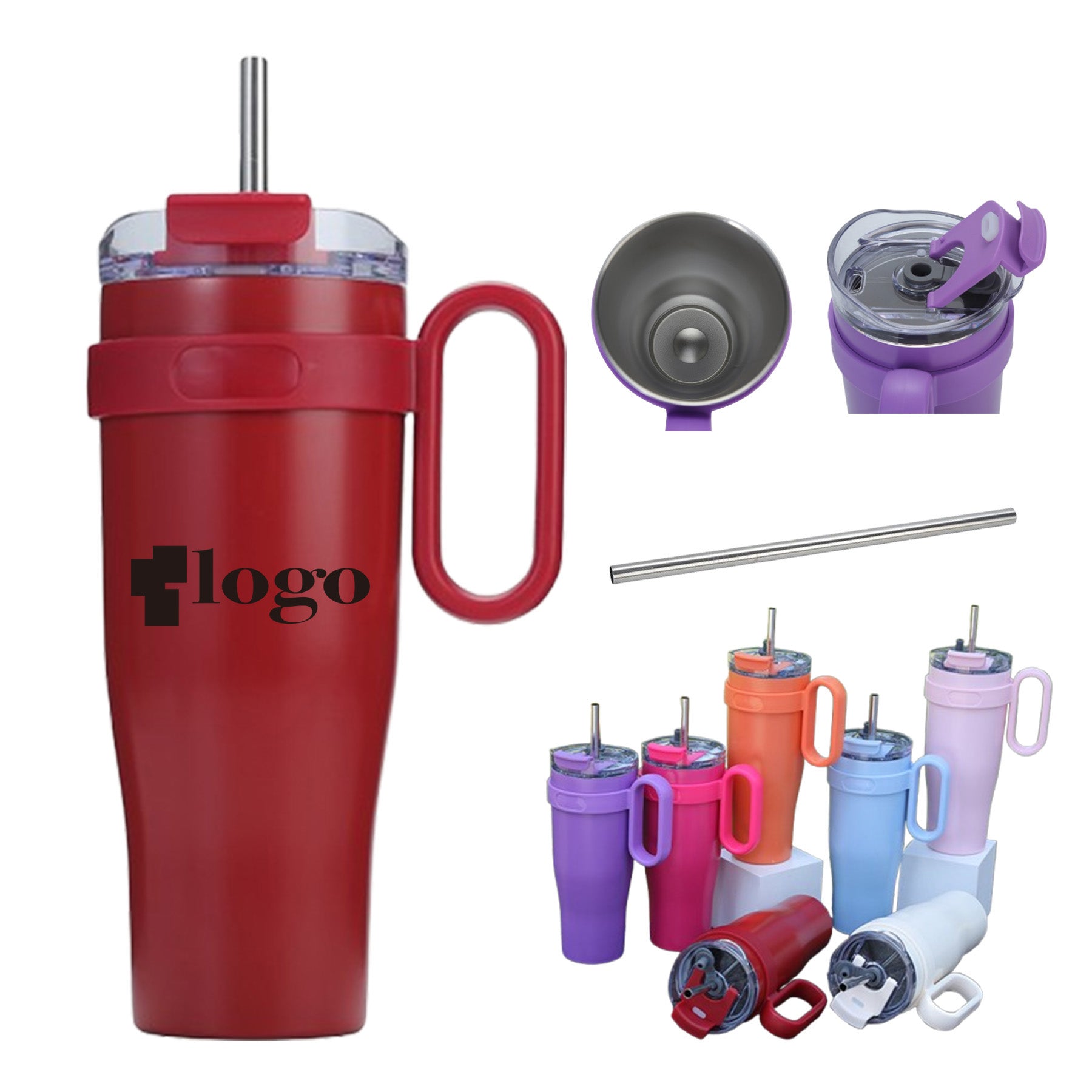 40 Oz Stainless Steel Insulated Car Cup Strap Handle