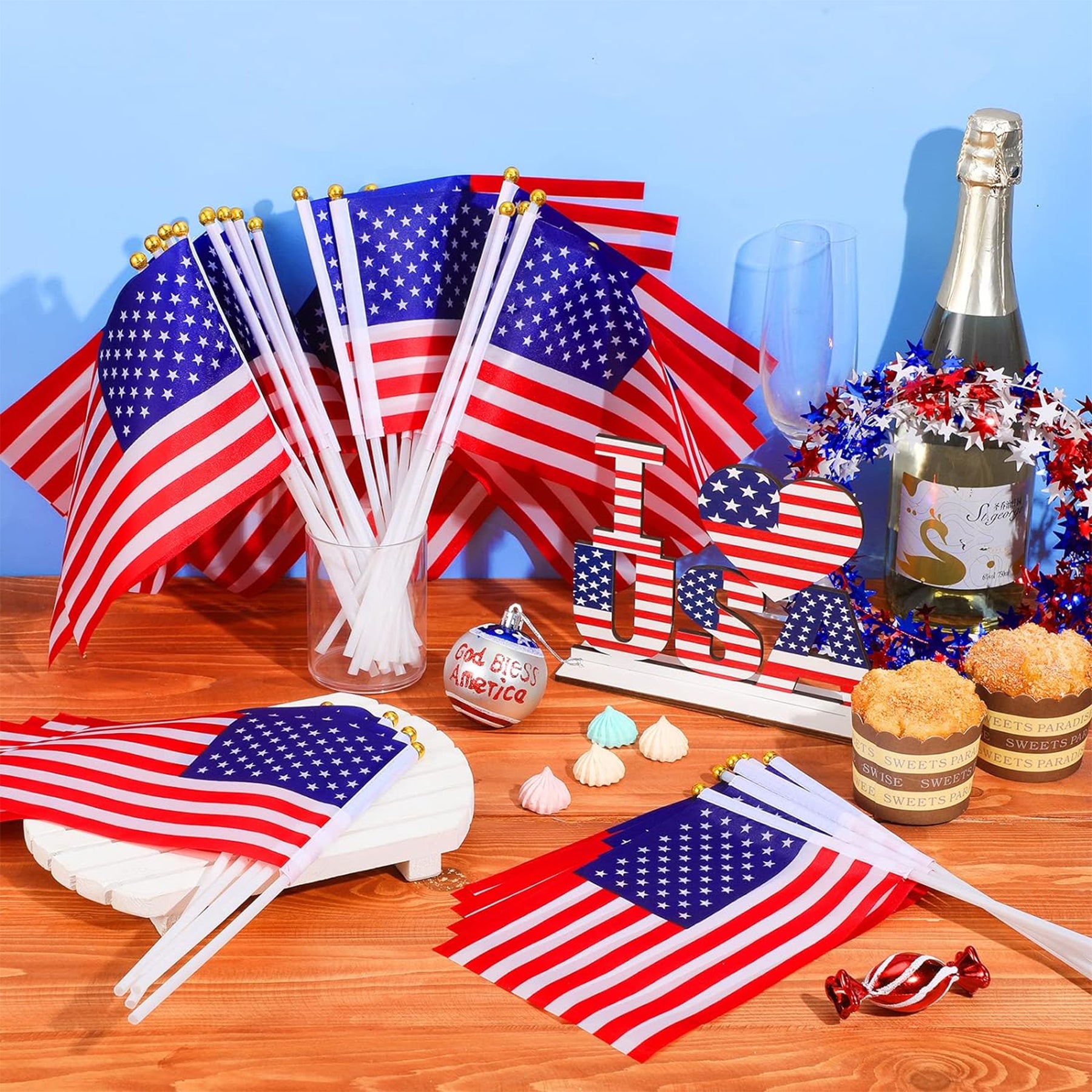 Small American Flags on Stick
