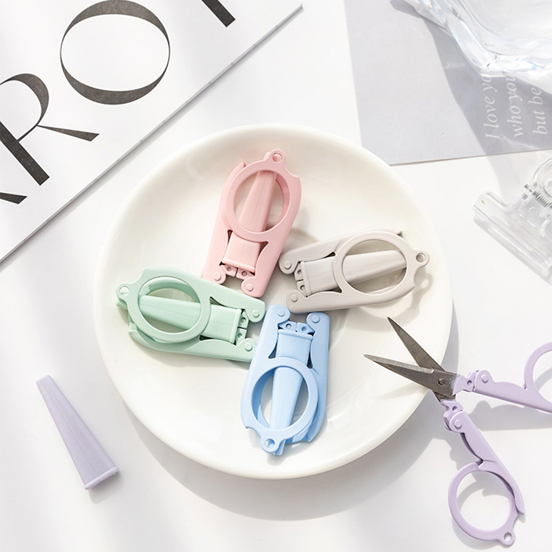 Mini Folding Stainless Steel Scissors With Keyring Hole