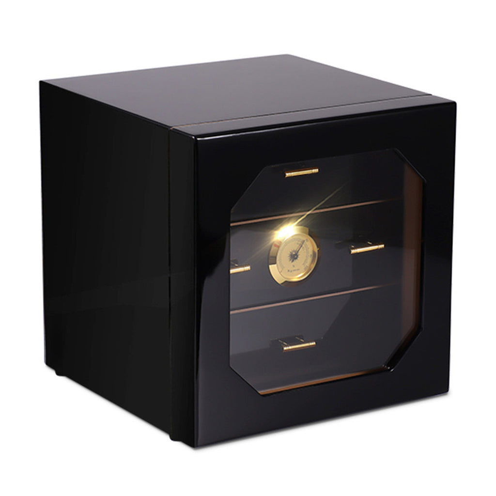 Black High Gloss Piano Finish Cedar Wood Cigar Cabinet