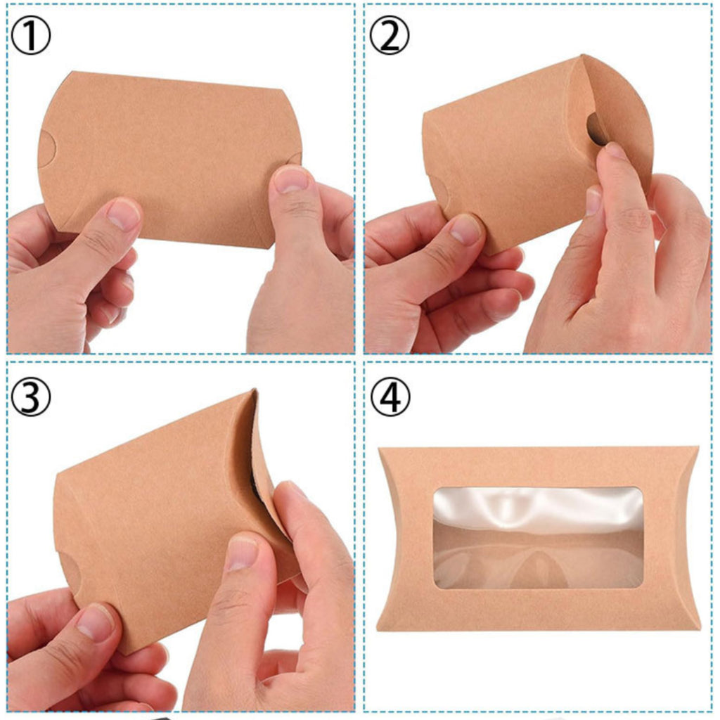 White Pillow Gift Boxes With Clear Window